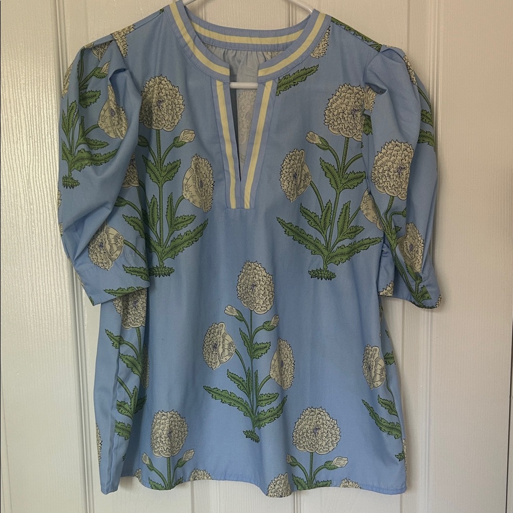 Floral Blue Women's Top, M